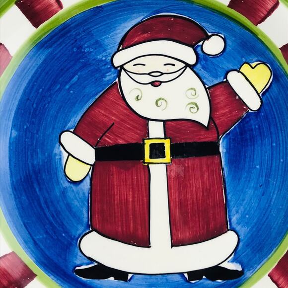 4 World Market 8” Plates Snowman Sleigh Thailand Santa Tree Christmas Ceramic - Picture 2 of 12